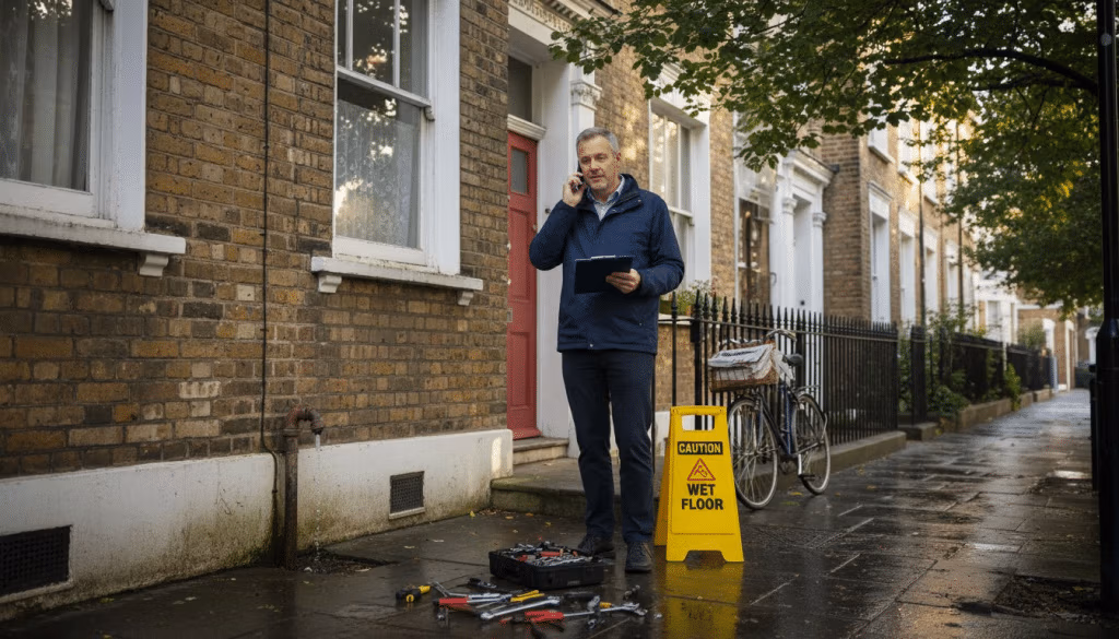 Manager handling UK property emergency repairs