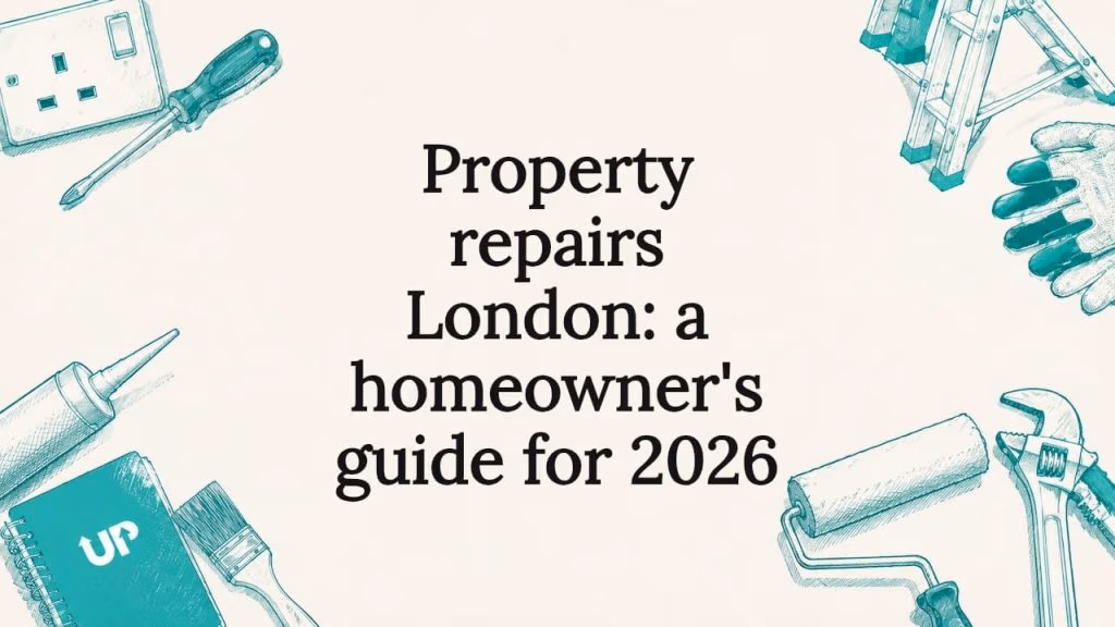 Decorative title card illustration for property repairs