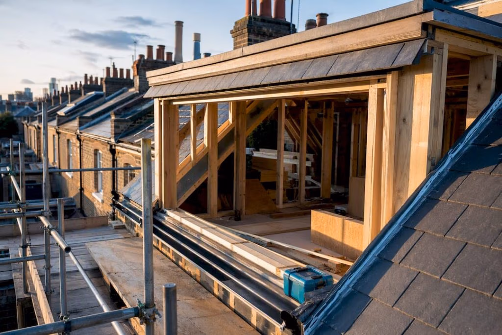Part-built dormer conversion on London terrace