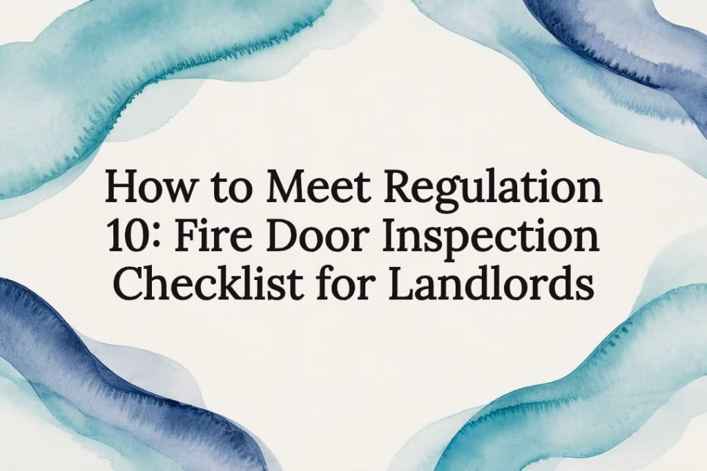 Decorative fire door inspection title card