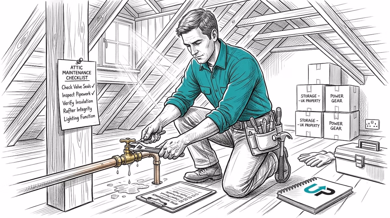 Technician repairing pipe in basement utility room