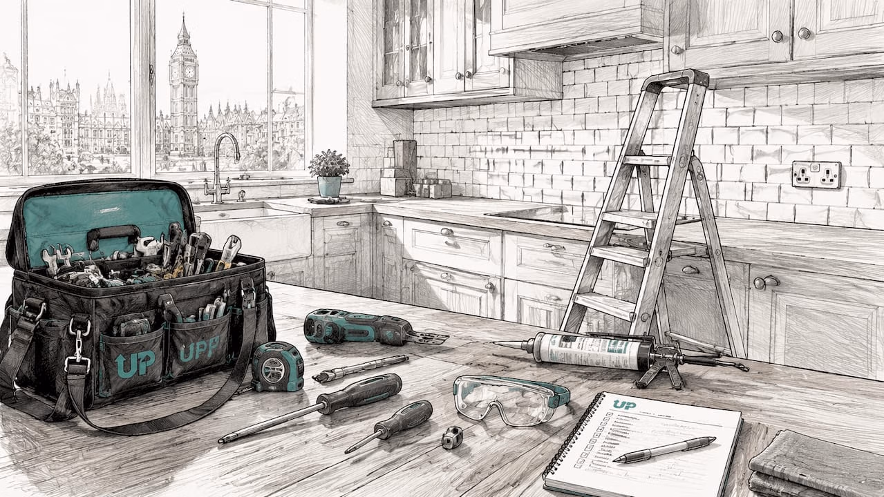 Toolkit and repair tools in London kitchen
