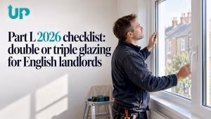 Installer surveying a rental property's window