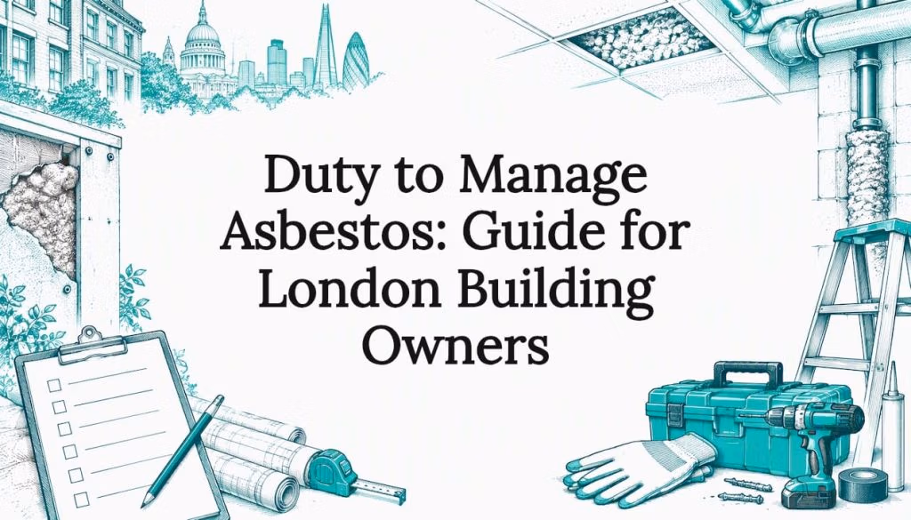 Asbestos duty title card with building sketches